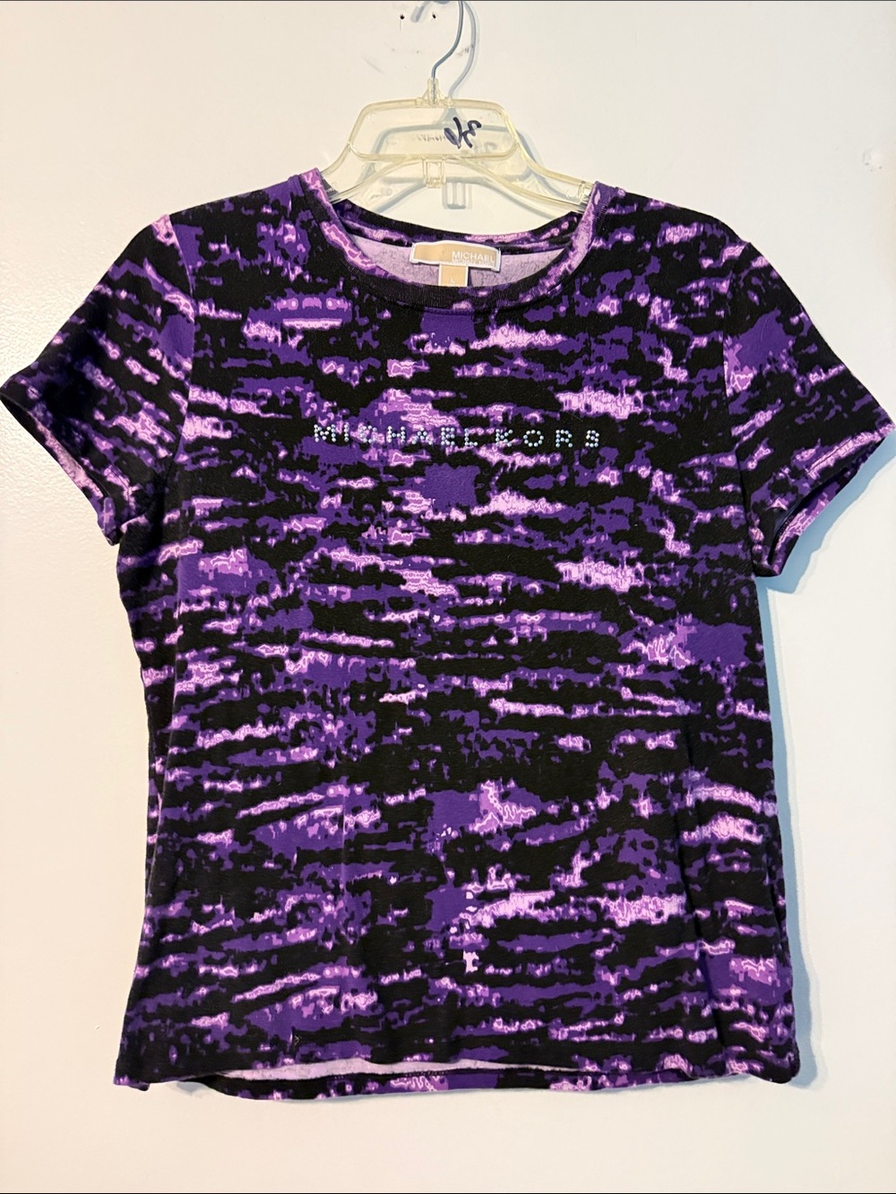 Michael Kors Black & Purple Short-Sleeve Printed Tee